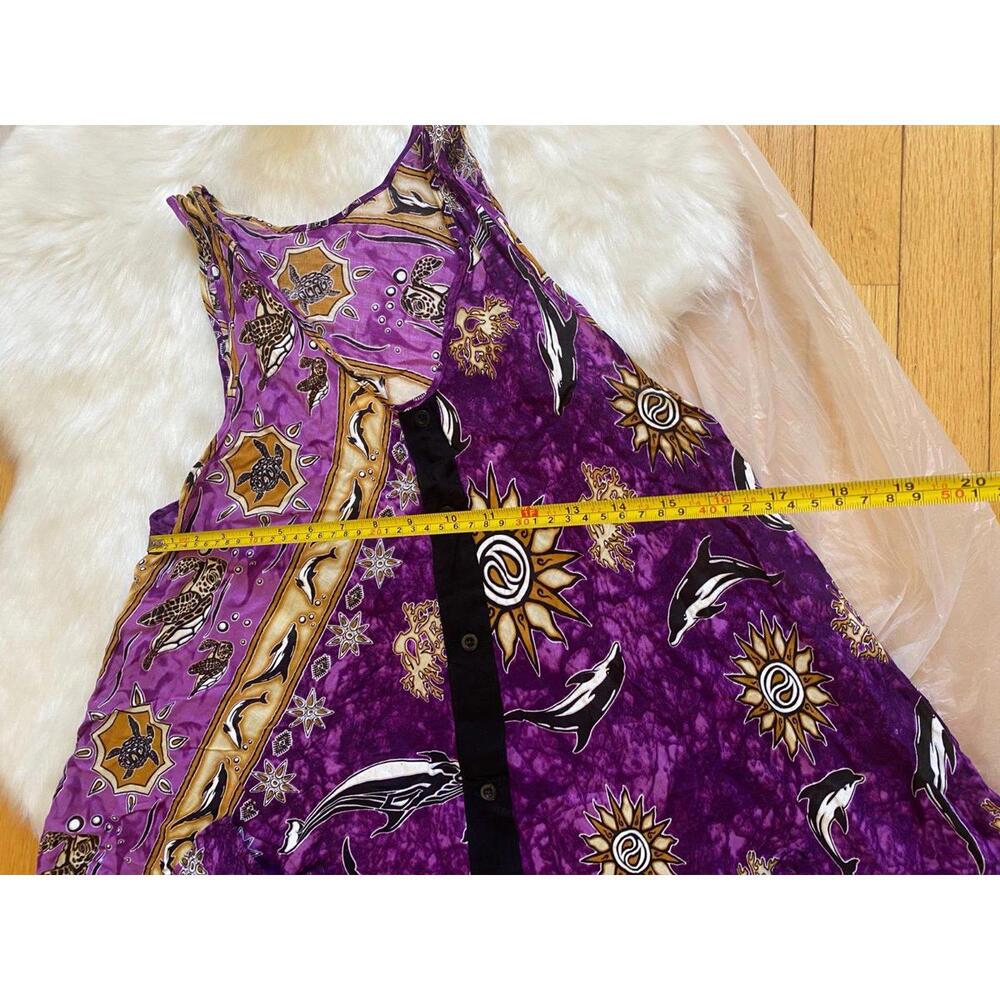 Purple Patterned Sleeveless Button-Front Dress Wi… - image 2